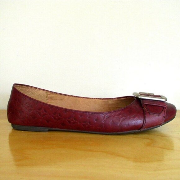 Fossil Maddox Flats Cordovan Red Tooled Leather - Picture 3 of 7